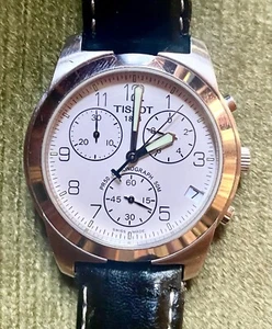 Tissot PR 50 Chronograph Quartz Silver Dial Men's Watch w Leather Strap - Picture 1 of 5