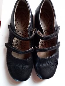  Hush Puppies size 5 H EXTRA WIDE Black Leather Mary Jane  Arty,lagenlook.