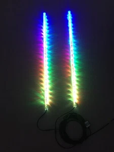 JHB Pair 4FT Spiral-looking Tubes Chasing Quick Connect Mounts  LED Whips Lights - Picture 1 of 12