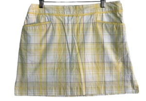 IZOD Golf Stretch Plaid Skirt Skorts Women's 10 Yellow Activewear - Picture 1 of 8