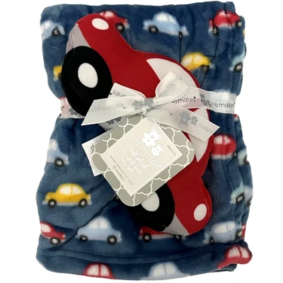 Cribmates Plush Car Baby Blanket Toy Set Blue Red Soft Fleece Boy Crib Mates NWT - Image 1 of 3