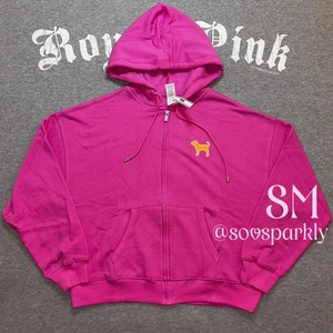 VS PINK Limited Edition Pink Gossip Ivy Fleece Full Zip Up Hoodie Sweatshirt - Picture 1 of 5