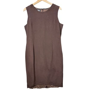Patrick Collection Dress 100% Pure Silk Brown Sleeveless Shift Lined Womens 14 - Picture 1 of 8