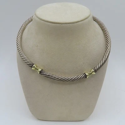 Collar Gargantilla David Yurman Plata Esterlina Oro 14K Metro Cable 7mm 16" 102.9g Foto 1 de 4