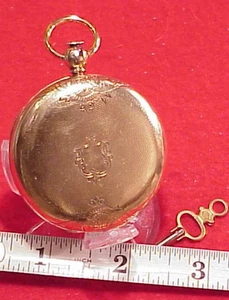 VINTAGE 48MM JULES HUGUENIN LOCLE KEYWIND GOLDFILLED POCKET WATCH STAFF BROKEN - Picture 1 of 19