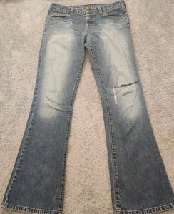 Pantalones de mezclilla vintage Abercrombie Fitch para mujer 6L 32x33 índigo acampanados tiro bajo hechos en EE. UU. - Imagen 1 de 14