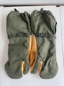 Vintage US Army M-1965 Trigger Finger Mittens Medium Leather Palm Illinois Glove - Bild 1 von 4