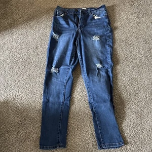 Bambù Da Donna Taglia 13/14 Lavaggio Medio Vita Alta Distressed Boyfriend Jeans - Foto 1 di 3