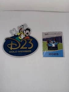🌟D23 Disney 2025 Gold Member Exclusive Stitch Pin PLUS Goofy & Max Magnet🌟 - Bild 1 von 4