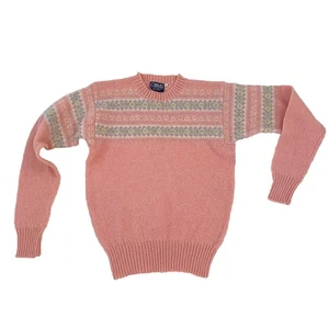 Vintage 80er Damen Shetland Wolle Fair Isle XS S rosa Cottagecore Grandmacore Cibby’s - Bild 1 von 7