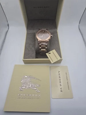 BURBERRY BU9353 Taupe Rose Gold Stainless Steel Chronograph Unisex Watch - NEW - Image 1 of 4