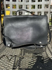 Roots Canada Vintage Black Briefcase Laptop Messenger Messenger Leather Bag - Picture 1 of 12
