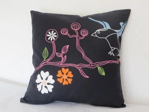 Cushion cover in Ikea Stylized Tree  and Bird fabric 16" - Picture 1 of 4
