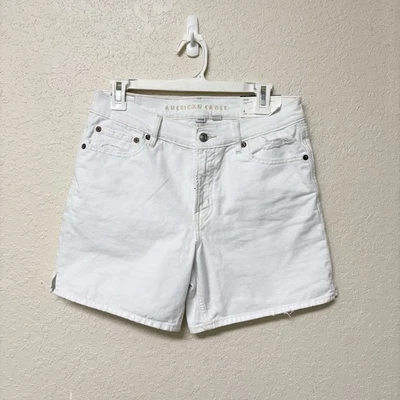 NWT American Eagle 6” Relaxed White Short Size 4 Jean Denim Shorts Strigid - Image 1 of 4
