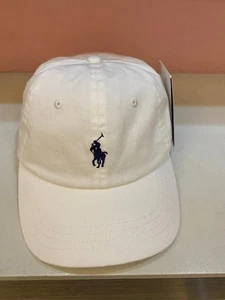 Polo Ralph Lauren Mens Baseball Hat Cap White and Black Pony - Picture 1 of 4