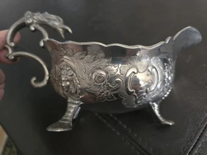 Vintage RENAISSANCE Silver Plate SAUCE / GRAVY BOAT With Mint Mark Eagle, Faces - Picture 1 of 11