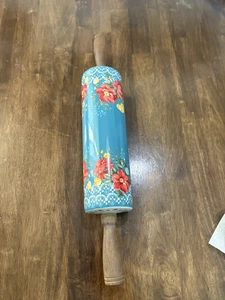Pioneer Woman Vintage Floral Ceramic Rolling Pin with Acacia Wood Handles FLAW - Picture 1 of 10