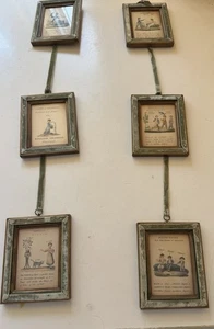 Antikes Set 6 ~ englischer Grammatikunterricht ~ Miniaturdrucke 4x5 mit Bändern datiert 1826 - Bild 1 von 12