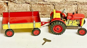 Tractor y remolque litográfico de hojalata Schylling ZETOR de colección juguete de cuerda con llave - ¡Funciona! - Imagen 1 de 16