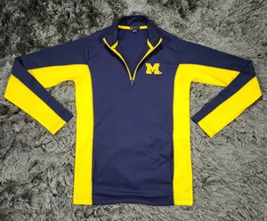 Michigan Wolverines Pullover Mens S Blue Yellow NCAA Football Champion 1/4 Zip - Picture 1 of 18