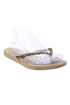 Havaianas Womens Metallic Rubber Fringe T Strap Sandals Brown Size 39-40 - Image 1 of 4