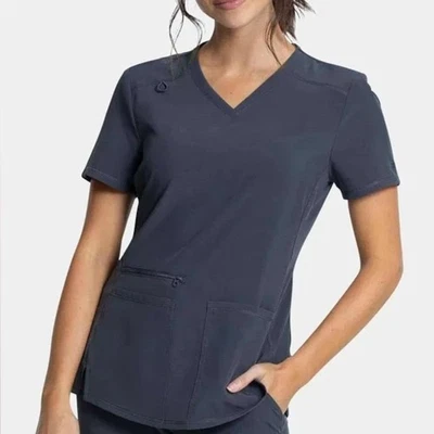 Cherokee Women's Charcoal V-Neck Allura Scub Top Medical Nurse Uniform NWT Sz L - Image 1 of 4