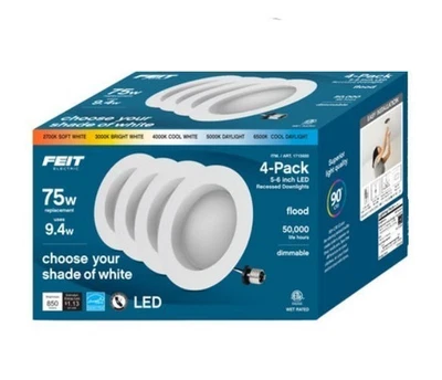 Feit Electric 75W Replacement 5-6 inch Recessed Downlight Multiple Shades 4 pack - Image 1 of 4