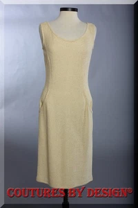St John Strick Tweed Etuikleid Gold Schimmer Weizen Gr. 4 Neu mit Etikett UVP 995 $ - Bild 1 von 2