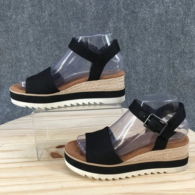 Sandalias Toms para mujer 6,5 Diana alpargata negras punta abierta tacones de cuña 10017856 Foto 1 de 4