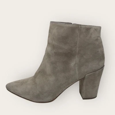 Botas de tornozelo Steve Madden cinza camurça acinzentada biqueira pontiaguda e salto bloco tamanho 10B - Imagem 1 de 4