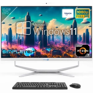 Ordinateur Personnel Tout en Un 24 " FHD Tactile Win11 4gb 240gb AMD Ryzen 7 - Photo 1/9