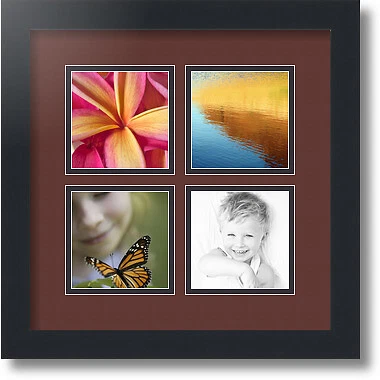 ArtToFrames Collage Mat Picture Photo Frame - 4 4x4" Openings in Satin Black 6 - Image 1 of 1