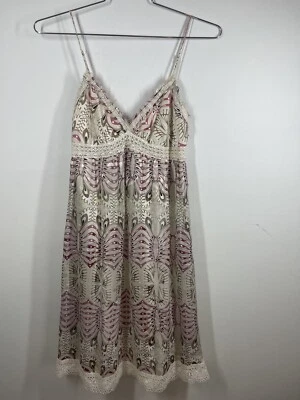 Vestido midi boho de seda para mujer Poleci con detalles de ganchillo forrado talla 4 EE. UU. Foto 1 de 4