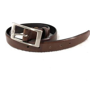 Structure dress belt men’s 36 brown leather polished brass buckle England - Picture 1 of 10