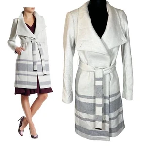 Ted Baker Lorili Wool Blend Stripe Pea Coat Women's Size 1 (US 4) - Picture 1 of 10