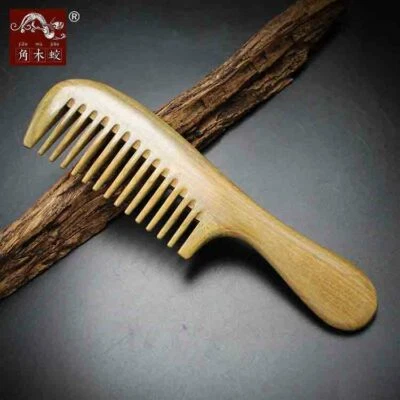 Anti-static Green Sandal Wood Comb Wide Toothed Comb Wooden Hair comb brush - Image 1 of 4