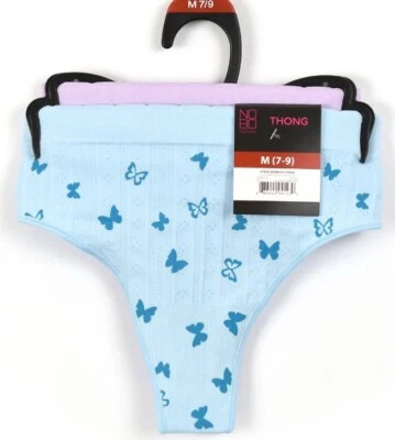 NWT-No Boundaries 2 Pack Blue Butterfly/Lavender Seamless Thongs Size XXXL(21) - Image 1 of 3