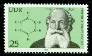 Friedrich August Kekulé 1979, químico alemán, estructura de benceno, RDA, 2409, MNH - Imagen 1 de 1