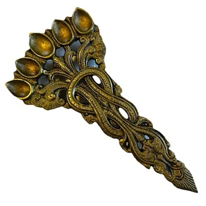 Brass Pooja Hawan Spoon Aarti Spoons Ethnic Indian Hindu Handcrafted 7 Inches - Picture 1 of 13