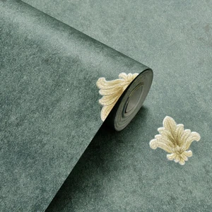 3D Green Non-woven Pressed Pastoral Background Self-adhesive Wallpaper 0.53x5m - Picture 1 of 6