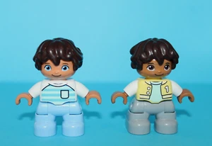 Lego Duplo 2 Boy Child Figures Blue, Yellow - Picture 1 of 8