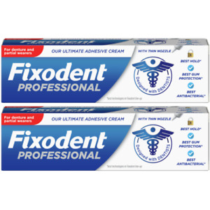 2 x Fixodent Professional Ultimate Adhesive Cream, Denture/Partial Wearers, 40g