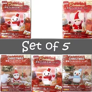 KITS DE FIELTRO 5 AGUJAS DE LANA - 5 lindos amigos vagando hágalo usted mismo conjunto de manualidades muñeco de nieve Santa NUEVO - Imagen 1 de 8