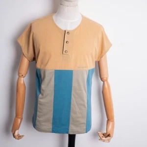 Vintage 90s Adidas Herren T-Shirt Baumwolle Kurzarm Rundhals Knöpfe Beige M - Bild 1 von 7