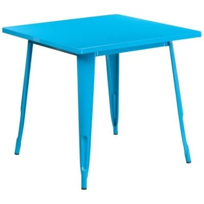 Mesa de comedor cuadrada de metal Flash Furniture 31,5" en azul cristal Foto 1 de 3