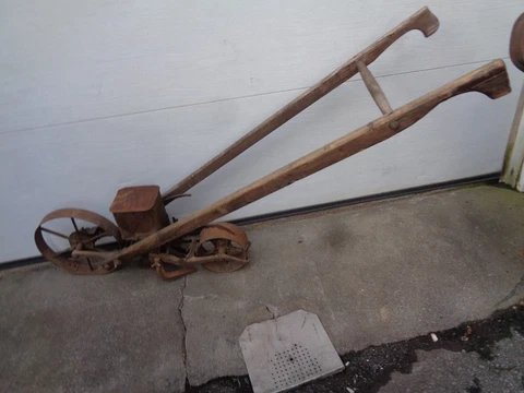 Vintage Antique - PLANET JR No. 4 K-290 Garden Farm Seed Planter Wood Handles Cover