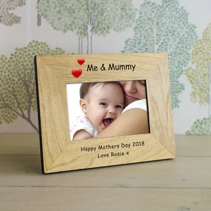 ❤️ Me & Mummy Wooden Photo Frame 6x4 - Personalised Mothers Day Gift - Picture 1 of 4
