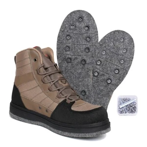 Fishing Wading Boots Felt Sole Anti-Slip Hunting Bottom Waders Shoes with Studs - Picture 1 of 16