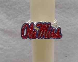 Ole Miss Rebels Logo Game Day Team Color Crystal Stretch Ring-CLOSEOUTS!! - Picture 1 of 3