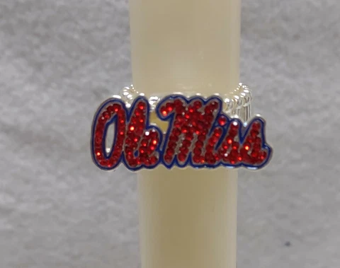 Ole Miss Rebels Logo Game Day Team Color Crystal Stretch Ring-CLOSEOUTS!! Cover
